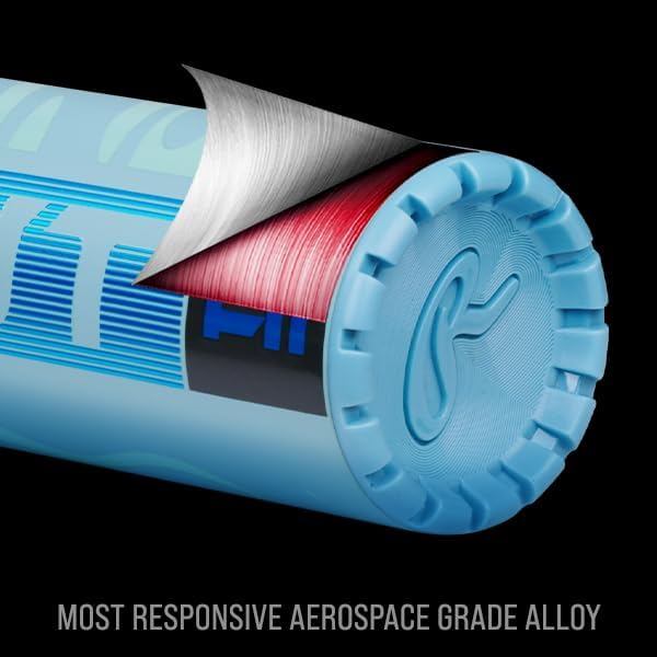 Blue cylindrical object with red interior and visible branding on a black background
