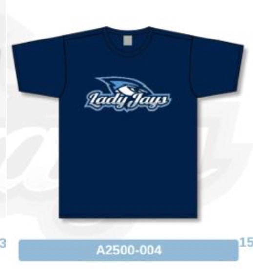 Mississauga Lady Jays Spirit Wear – T-Shirts - Lady Jays bird logo Navy