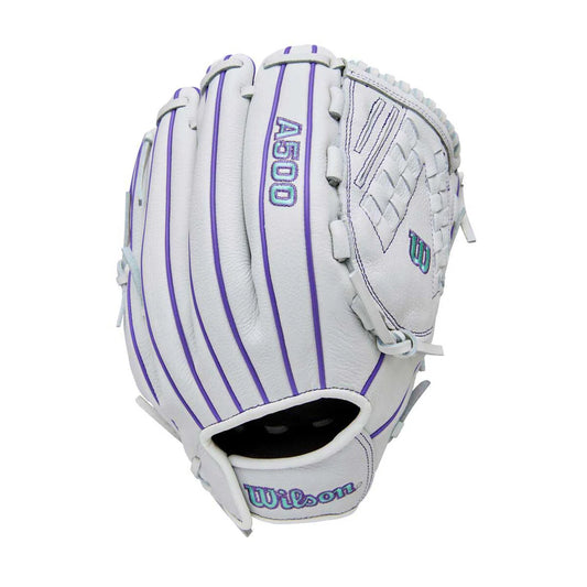 2026 Wilson A500 Siren Fastpitch White/Seafoam/Purple 12"