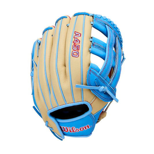 2026 Wilson A450 H-Web Blonde/Cool Blue/Red 12"
