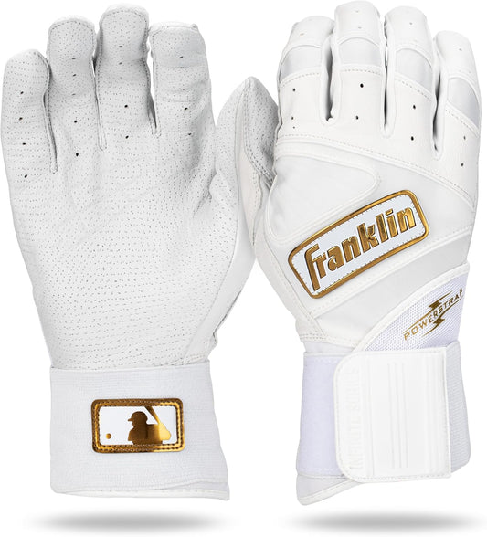 White-Gold Franklin Baseball Batting Gloves