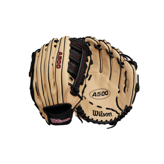 Wilson A500T Baseball 12.5" Outfield Youth Glove Blonde/Red/Black