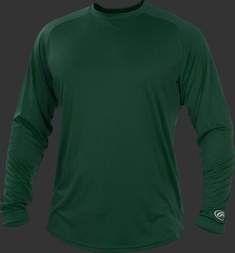 Rawlings Adult Crew Neck Dark Green Long Sleeve Shirt-artwork included