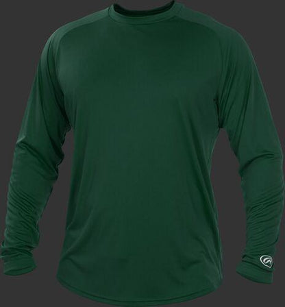 Rawlings Adult Crew Neck Dark Green Long Sleeve Shirt-artwork included