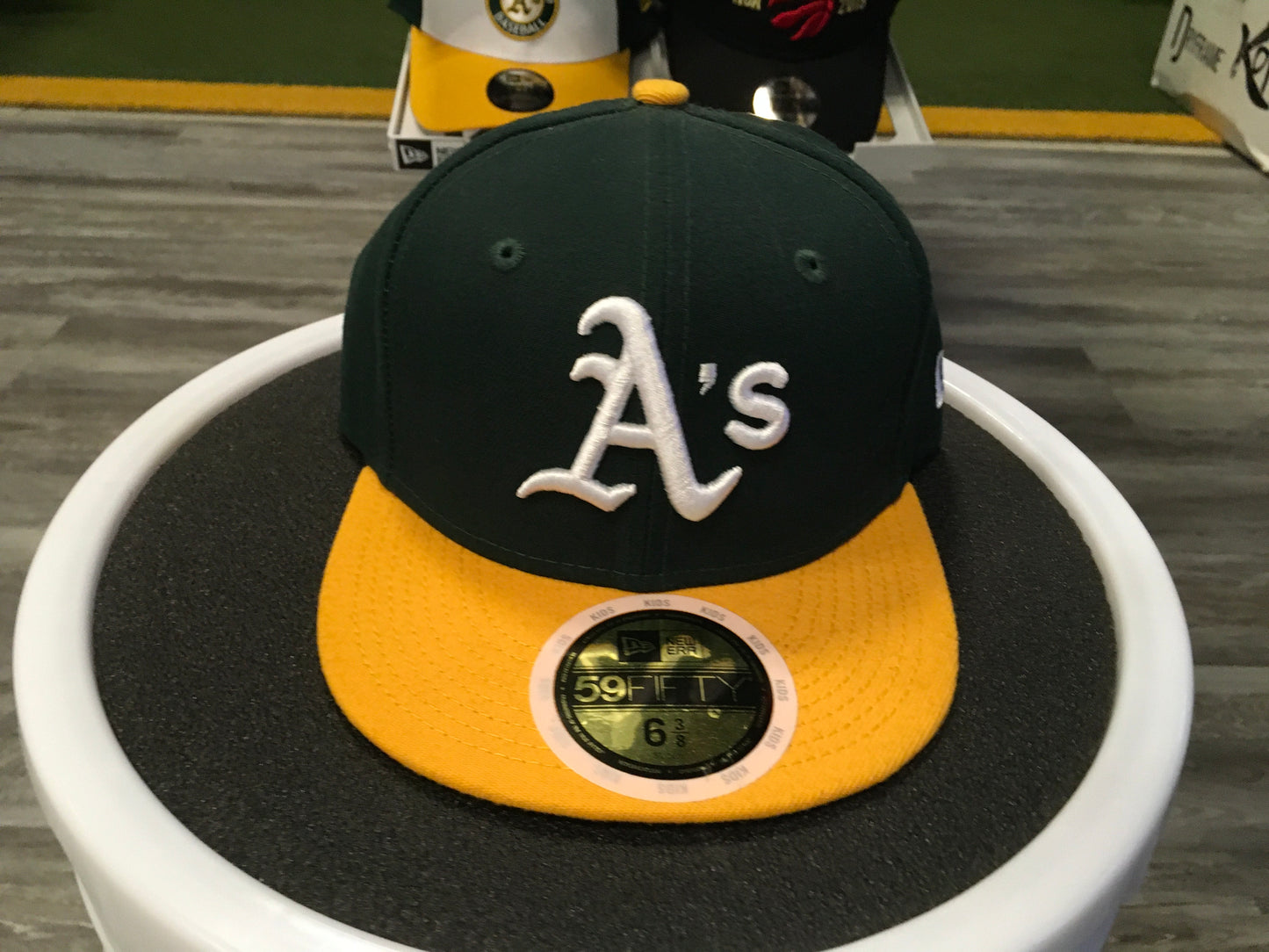 New Era 59Fifty Green A’s Hat with YELLOW Brim